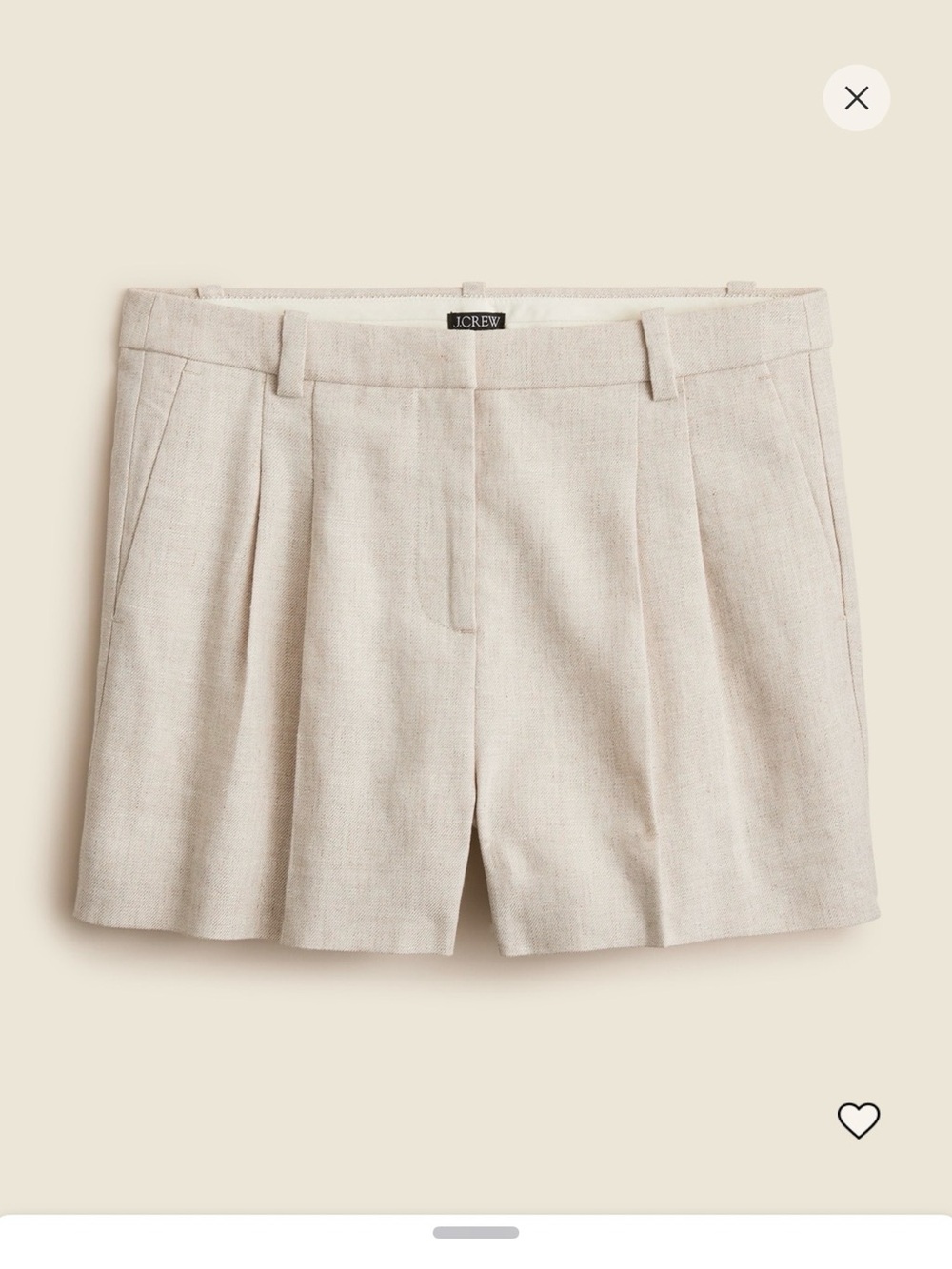 J. Crew Pleated Linen-Blend Shorts in Light Beige